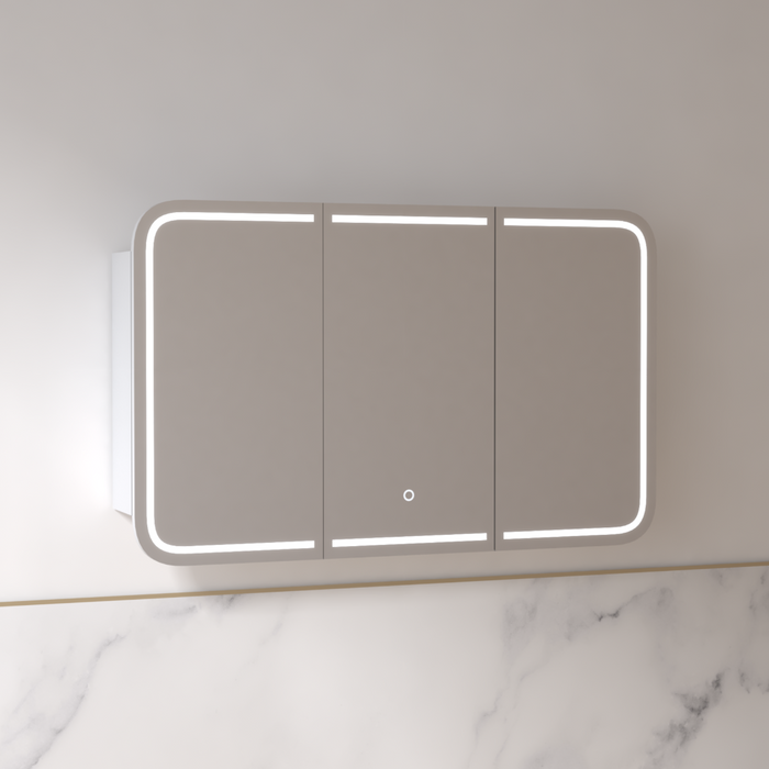 Tetra LED 1200 x 750mm Matte White Soft Square Shaving Cabinet - Acqua Bathrooms