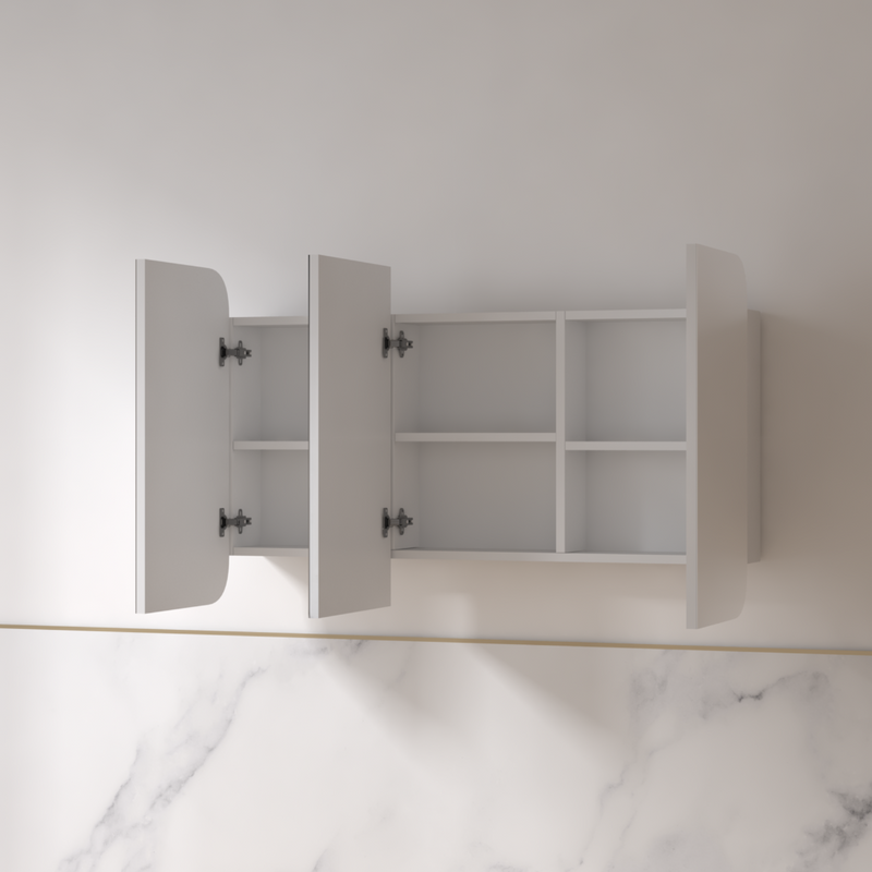 Tetra 1200 x 750mm Matte White Soft Square Shaving Cabinet - Acqua Bathrooms