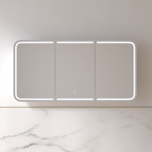 Tetra LED 1500 x 800mm Matte White Soft Square Shaving Cabinet - Acqua Bathrooms