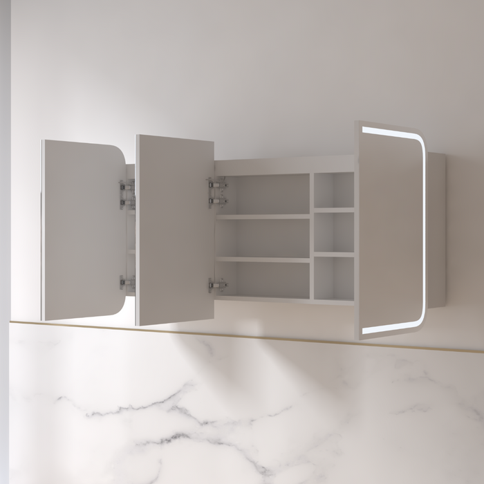 Tetra LED 1500 x 800mm Matte White Soft Square Shaving Cabinet - Acqua Bathrooms