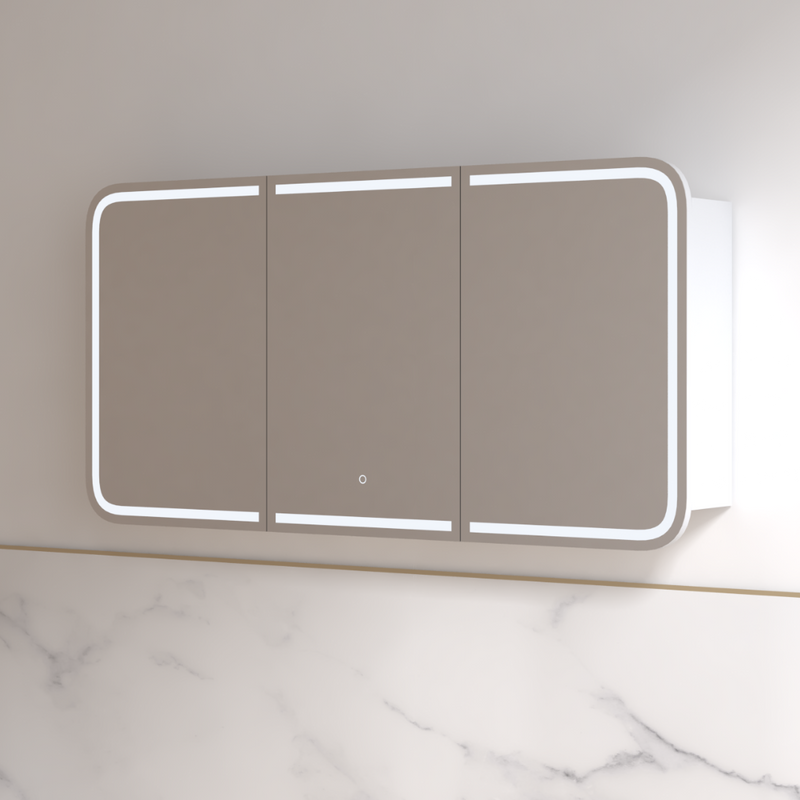 Tetra LED 1500 x 800mm Matte White Soft Square Shaving Cabinet - Acqua Bathrooms