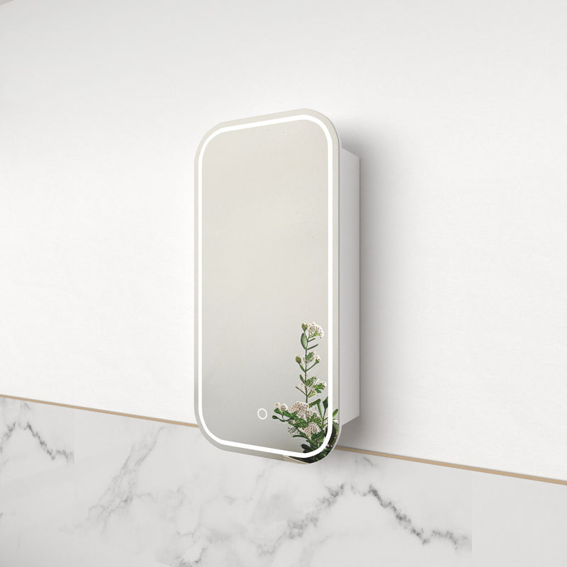 Tetra LED Matte White Soft Square Shaving Cabinet - Acqua Bathrooms