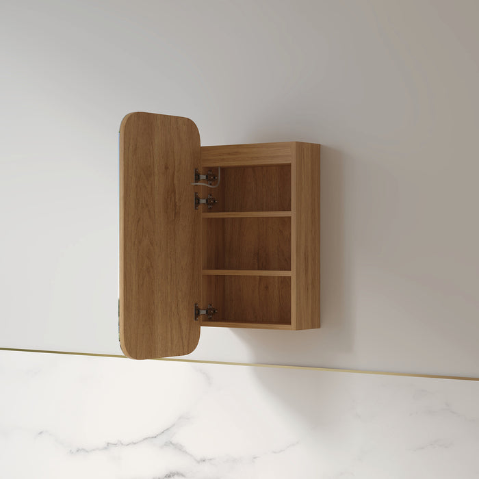 Tetra LED 450 x 900mm Light Walnut Soft Square Shaving Cabinet