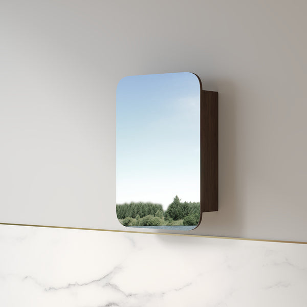 Tetra 600 x 900mm Alder Walnut Soft Square Shaving Cabinet
