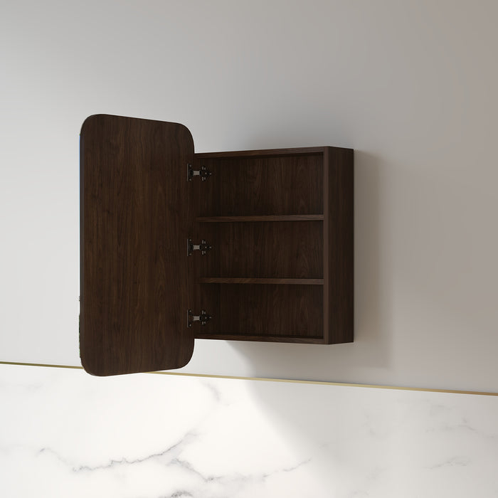 Tetra 600 x 900mm Alder Walnut Soft Square Shaving Cabinet