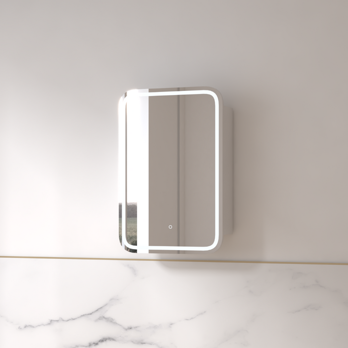 Tetra LED 600 x 900mm Matte White Soft Square Shaving Cabinet - Acqua Bathrooms