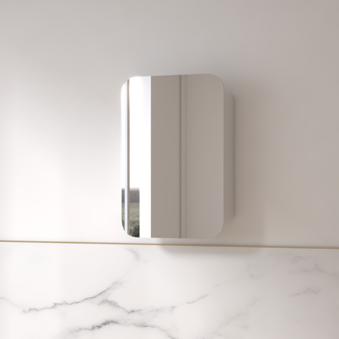 Tetra LED 600 x 900mm Matte White Soft Square Shaving Cabinet - Acqua Bathrooms