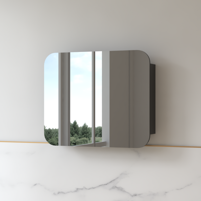 Tetra 900 x 750mm Matte Black Soft Square Shaving Cabinet