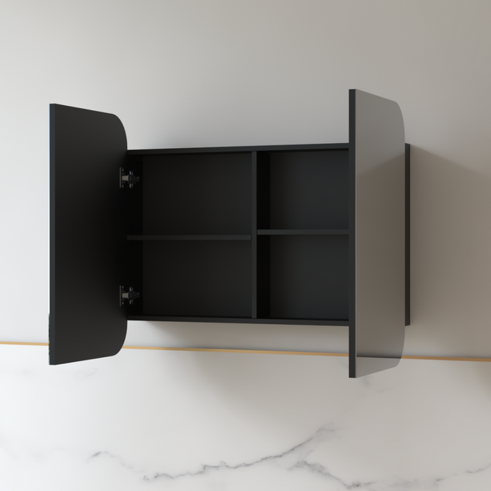 Tetra 900 x 750mm Matte Black Soft Square Shaving Cabinet