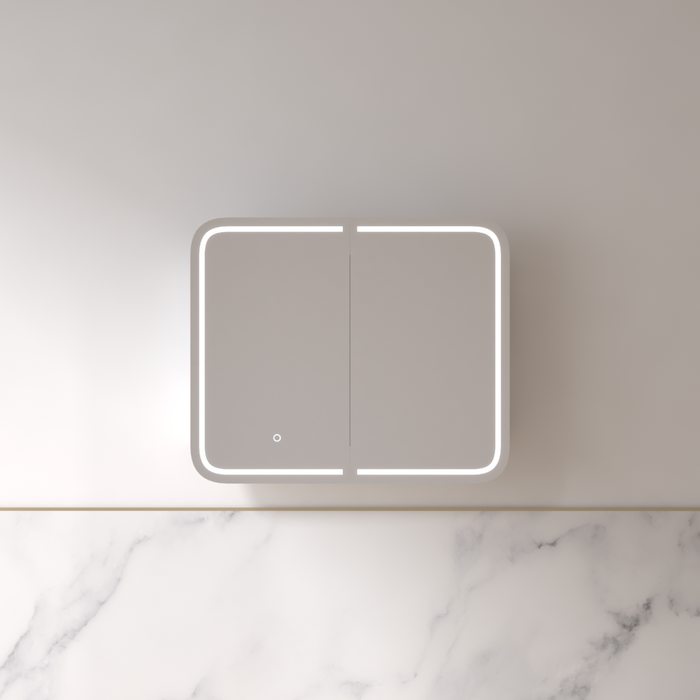 Tetra LED 900 x 750mm Matte White Soft Square Shaving Cabinet - Acqua Bathrooms