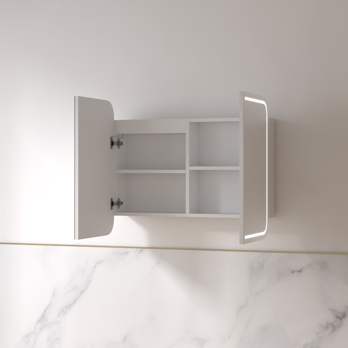Tetra LED 900 x 750mm Matte White Soft Square Shaving Cabinet - Acqua Bathrooms