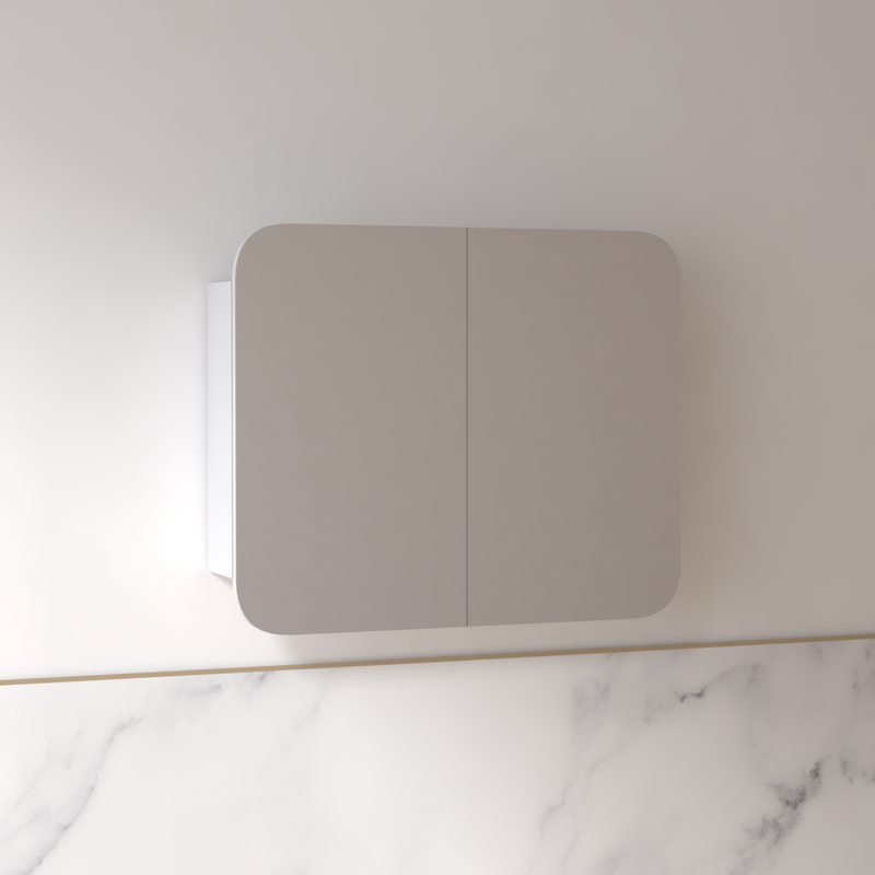 Tetra 900 x 750mm Matte White Soft Square Shaving Cabinet - Acqua Bathrooms