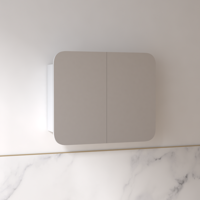 Tetra 900 x 750mm Matte White Soft Square Shaving Cabinet - Acqua Bathrooms