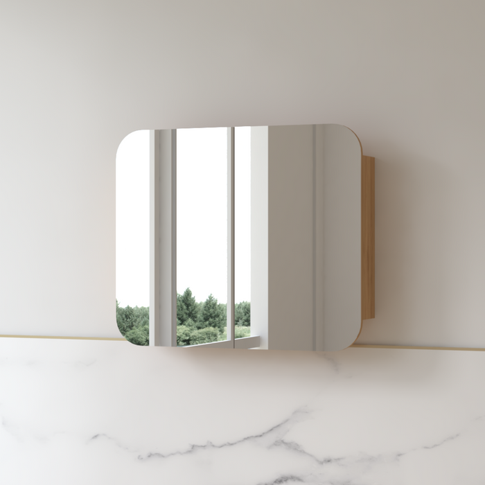 Tetra 900 x 750mm Light Walnut Soft Square Shaving Cabinet