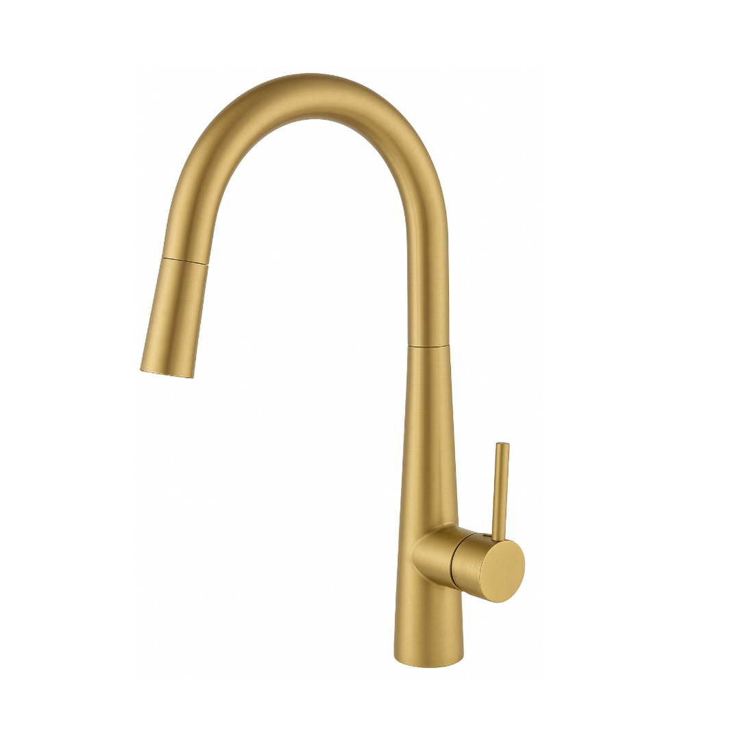 Tivra Brushed Copper Round Pull-Out Kitchen Mixer