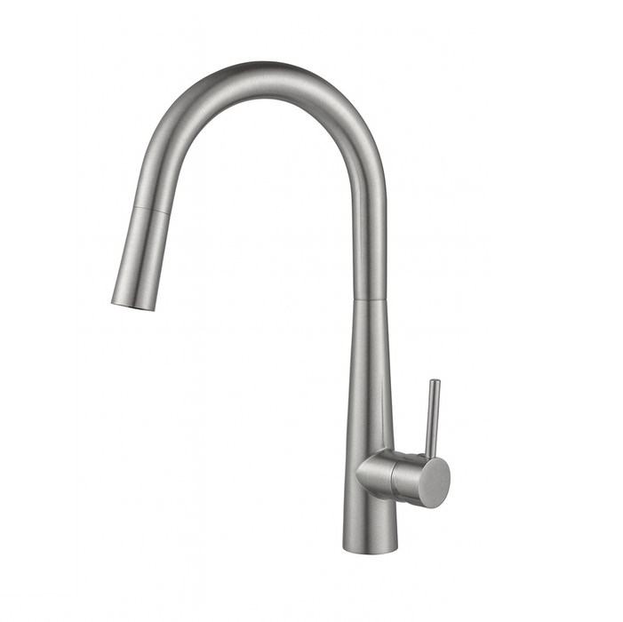 Tivra Brushed Nickel Round Pull-Out Kitchen Mixer - Acqua Bathrooms