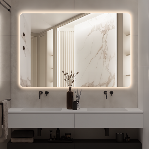 Curva Rectangle 1200 x 800 Touchless LED Mirror  - Three Light Temperatures - Acqua Bathrooms