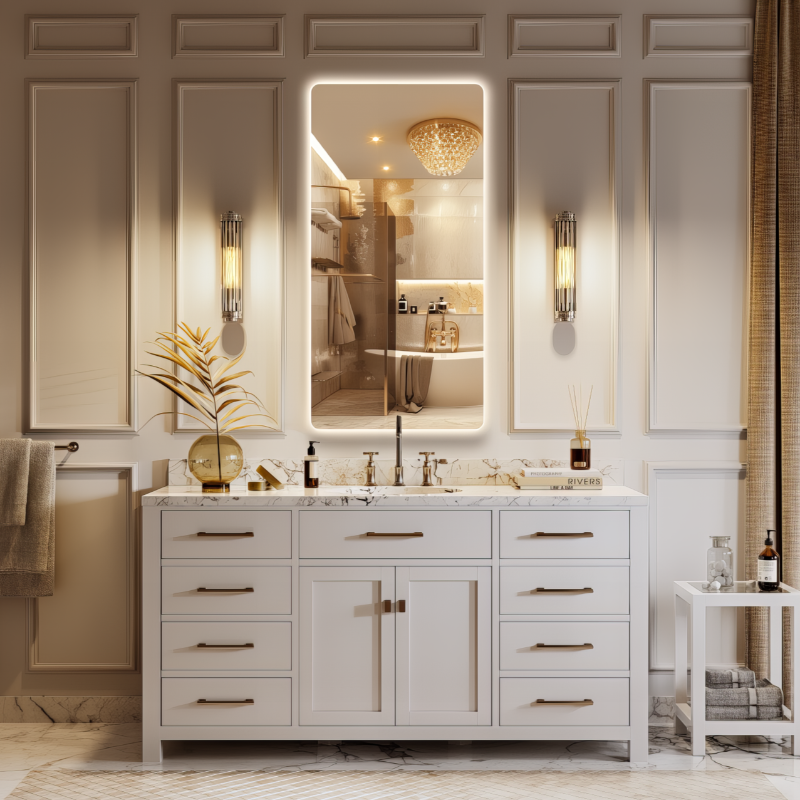 Curva Rectangle 600 x 1200 Touchless LED Mirror  - Three Light Temperatures - Acqua Bathrooms
