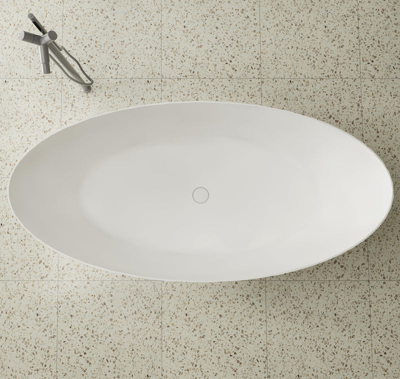 Valera 1600mm Stone Matte White Oval Freestanding Bath Tub