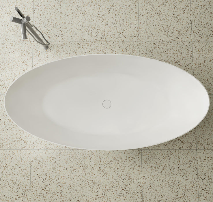 Valera 1600mm Stone Matte White Oval Freestanding Bath Tub