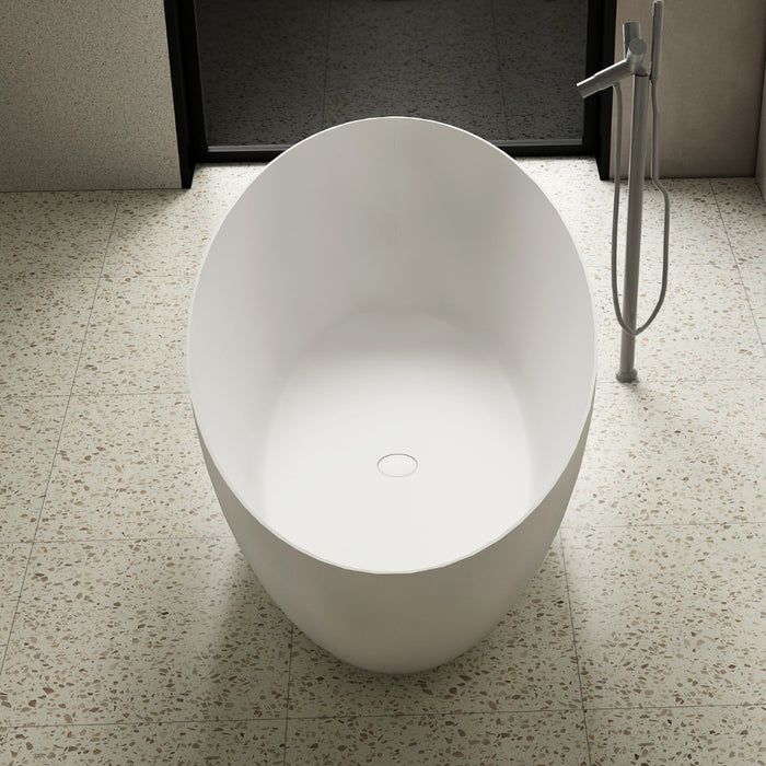 Valera 1600mm Stone Matte White Oval Freestanding Bath Tub