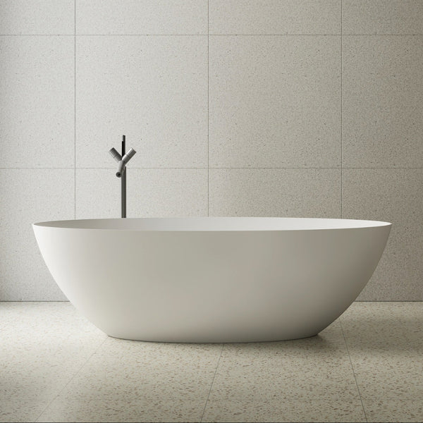 Valera 1700mm Stone Matte White Oval Freestanding Bath Tub