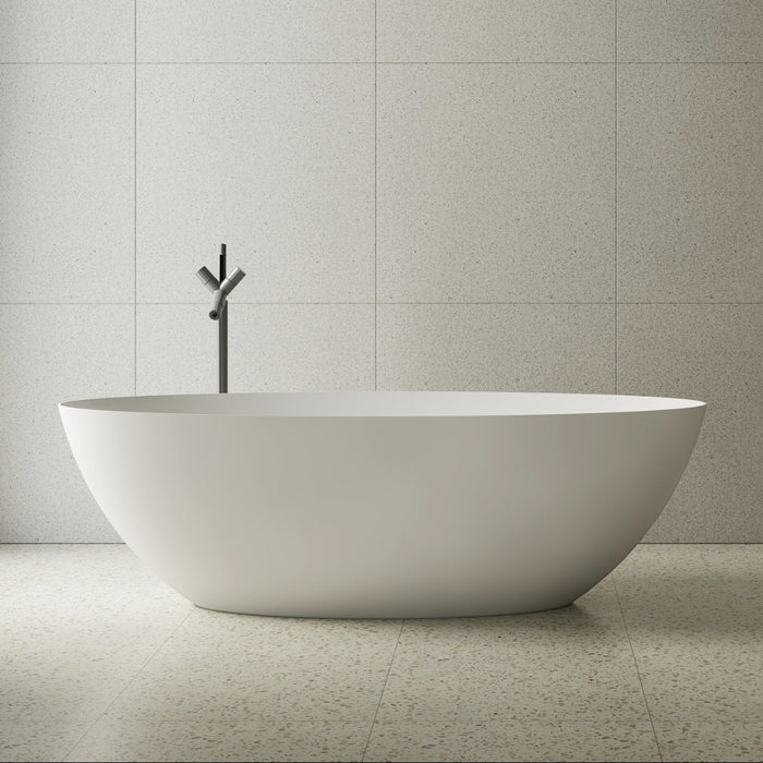Valera 1600mm Stone Matte White Oval Freestanding Bath Tub