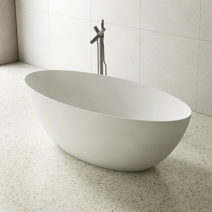 Valera 1600mm Stone Matte White Oval Freestanding Bath Tub