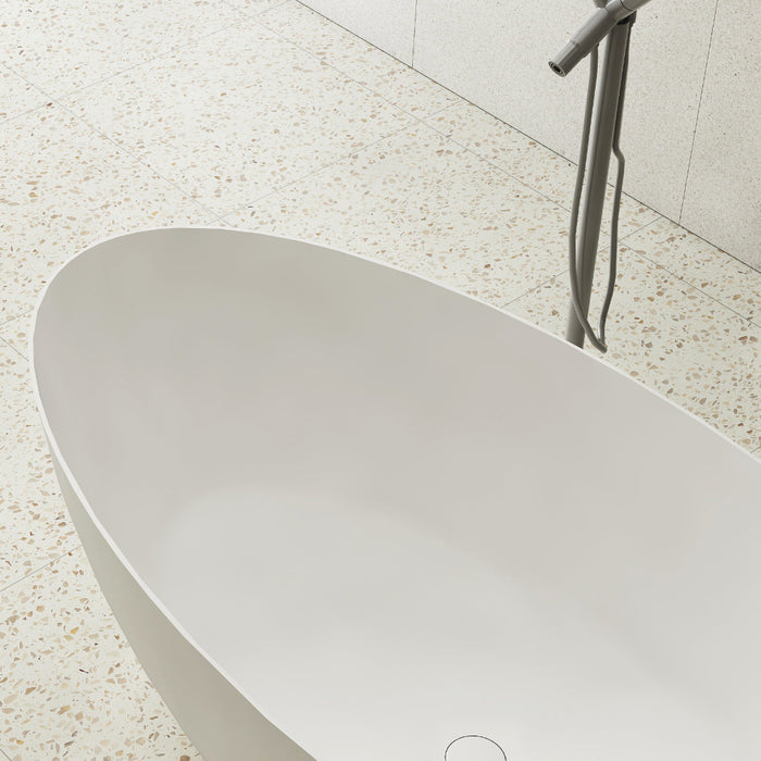 Valera 1600mm Stone Matte White Oval Freestanding Bath Tub