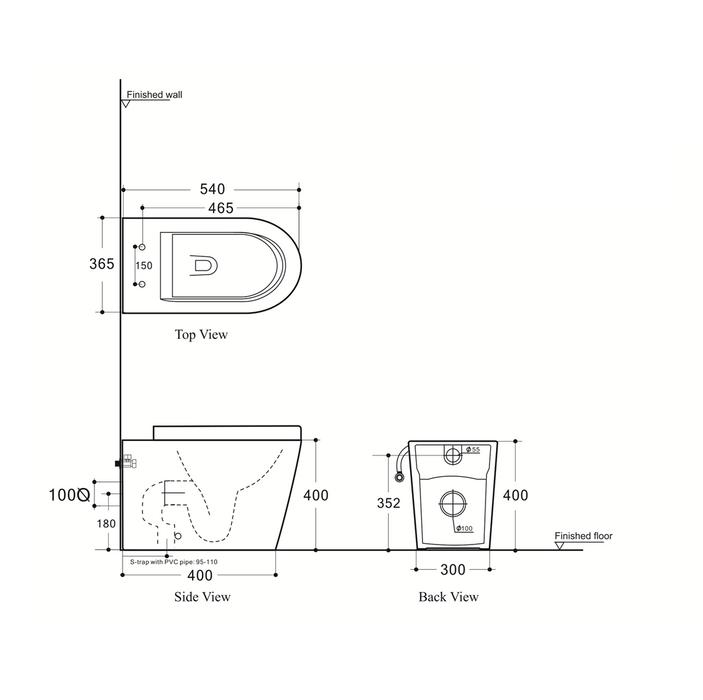 Ecco Rimless Tornado Vortex In Wall Toilet Suite Pan