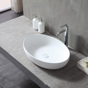 Vela 600mm Solid Surface Stone Oval Above Counter Basin - Acqua Bathrooms