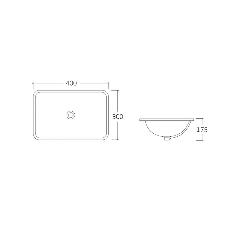 Vella 400 Rectangle Gloss White Undermount Basin