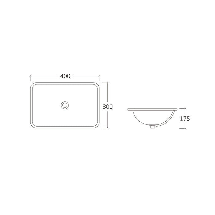 Vella 400 Rectangle Gloss White Undermount Basin