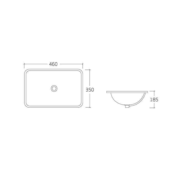 Vella 460 Rectangle Gloss White Undermount Basin