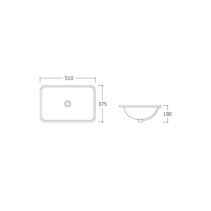 Vella 515 Rectangle Gloss White Undermount Basin