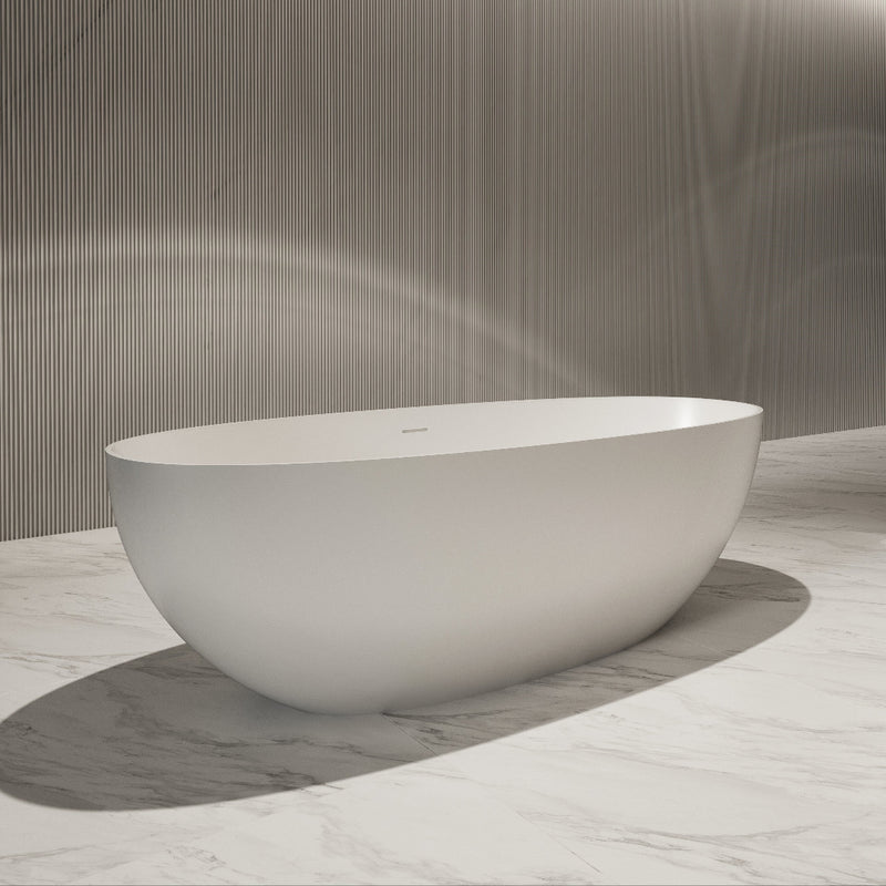 Velora 1500mm Stone Matte White Oval Freestanding Bath Tub
