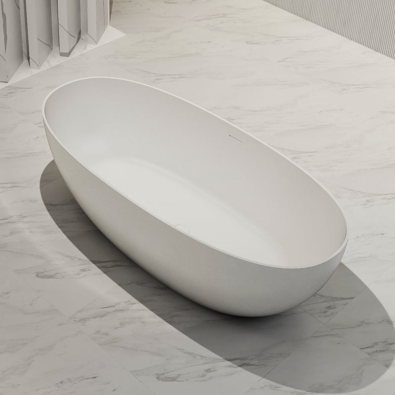 Velora 1500mm Stone Matte White Oval Freestanding Bath Tub