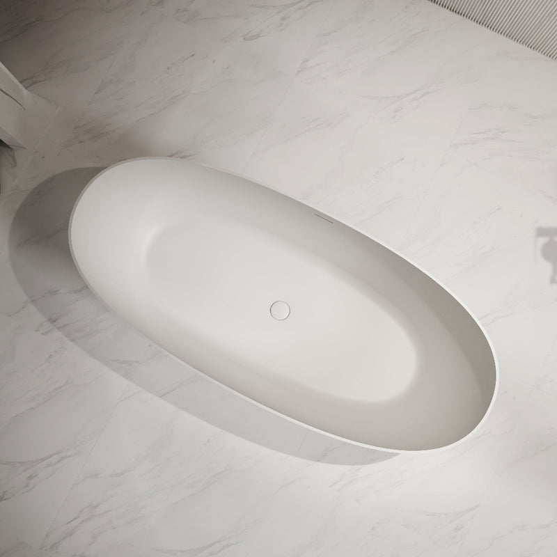 Velora 1500mm Stone Matte White Oval Freestanding Bath Tub