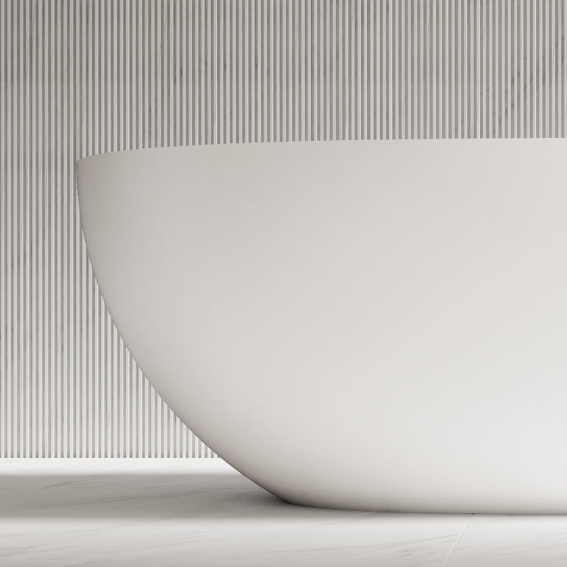 Velora 1500mm Stone Matte White Oval Freestanding Bath Tub