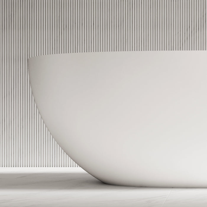 Velora 1500mm Stone Matte White Oval Freestanding Bath Tub