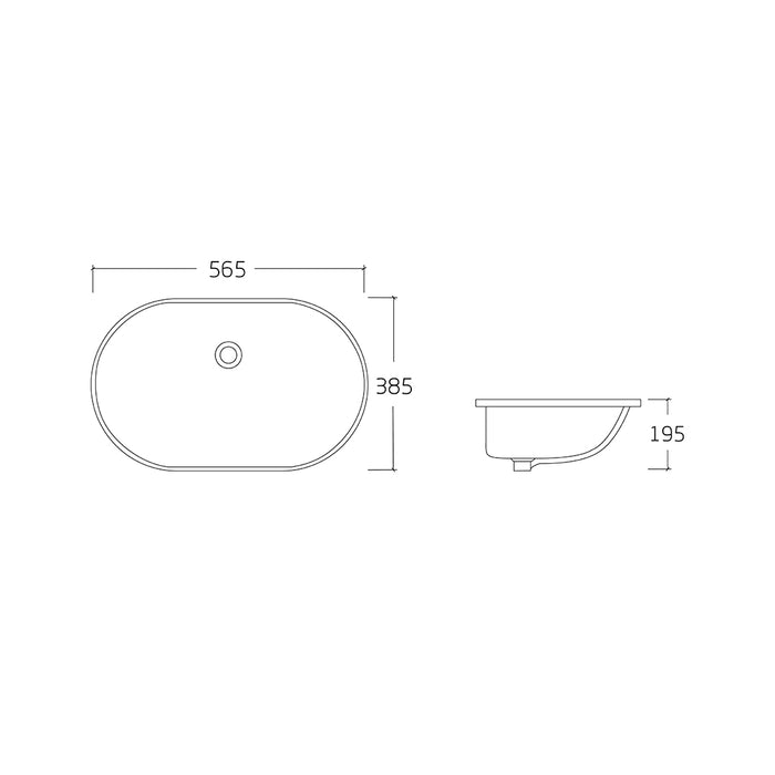 Vero 565 Oval Gloss White Undermount Basin