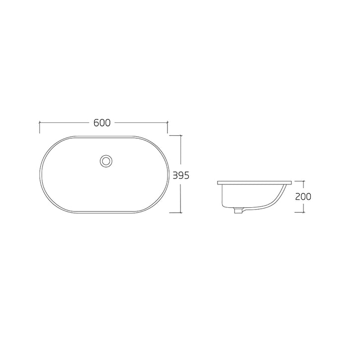 Vero 600 Oval Gloss White Undermount Basin
