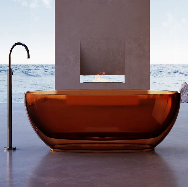 Vetra 1700mm Amber Translucent Resin Stone Freestanding Bath Tub - Acqua Bathrooms