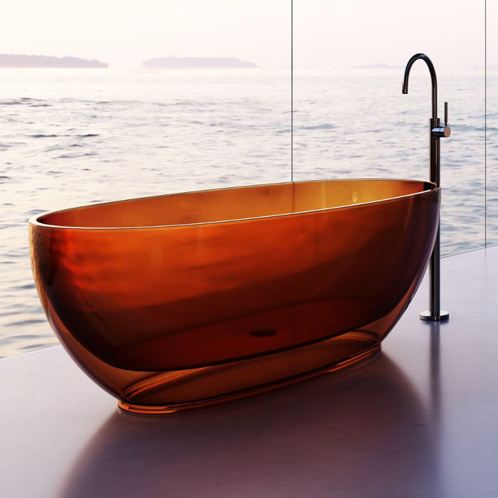 Vetra 1700mm Amber Translucent Resin Stone Freestanding Bath Tub - Acqua Bathrooms