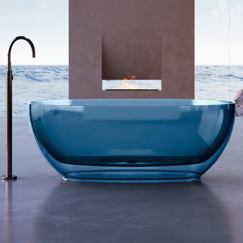 Vetra 1700mm Slate Blue Translucent Resin Stone Freestanding Bath Tub