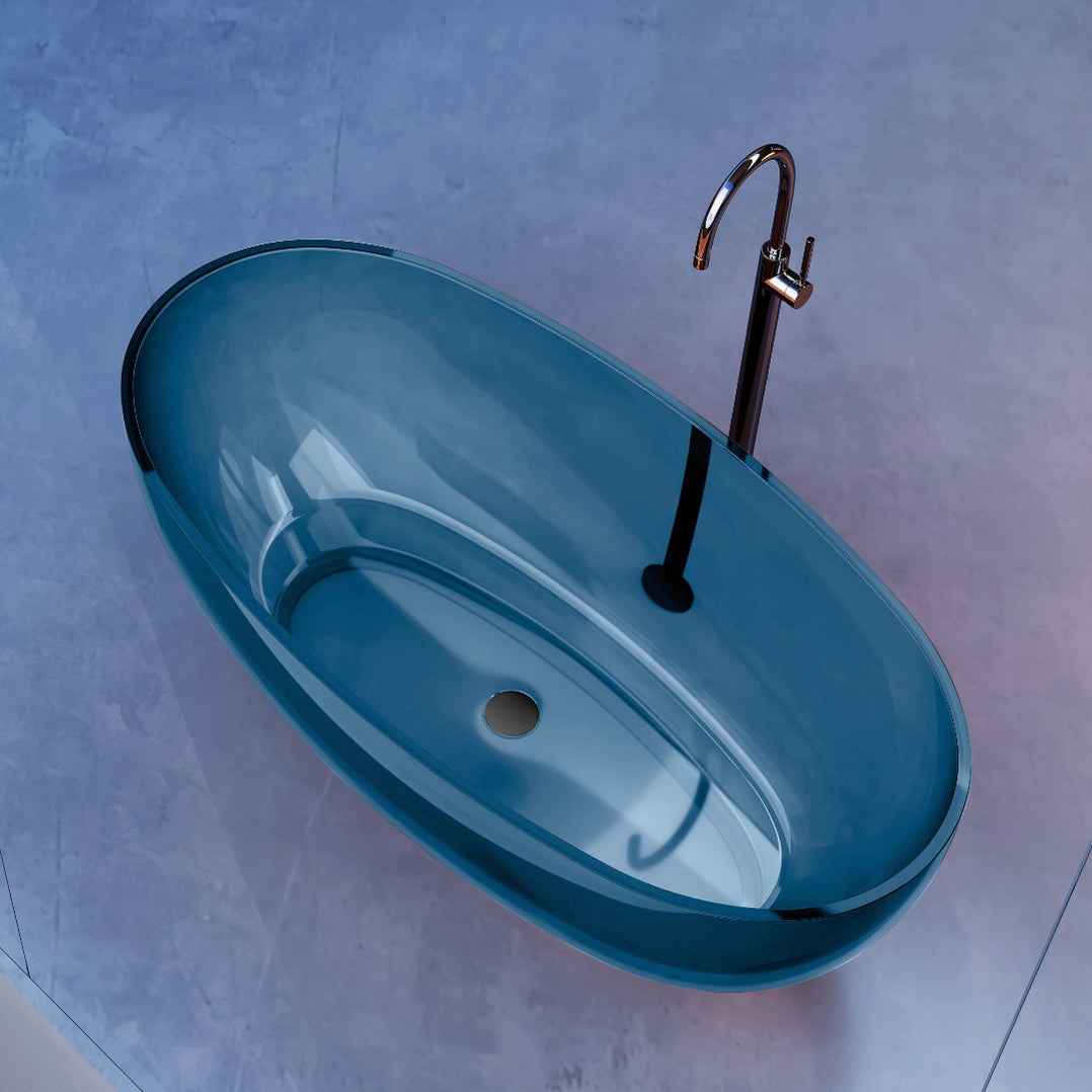 Vetra 1500mm Slate Blue Translucent Resin Stone Freestanding Bath Tub