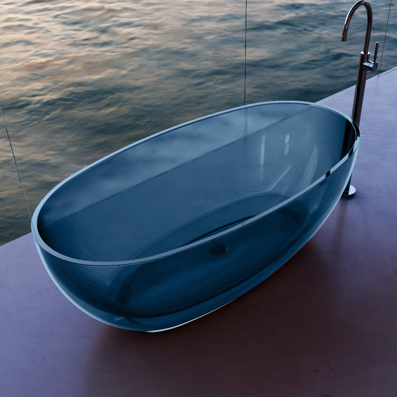 Vetra 1700mm Slate Blue Translucent Resin Stone Freestanding Bath Tub