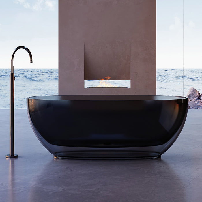 Vetra 1700mm Black Translucenct Resin Stone Freestanding Bath Tub - Acqua Bathrooms