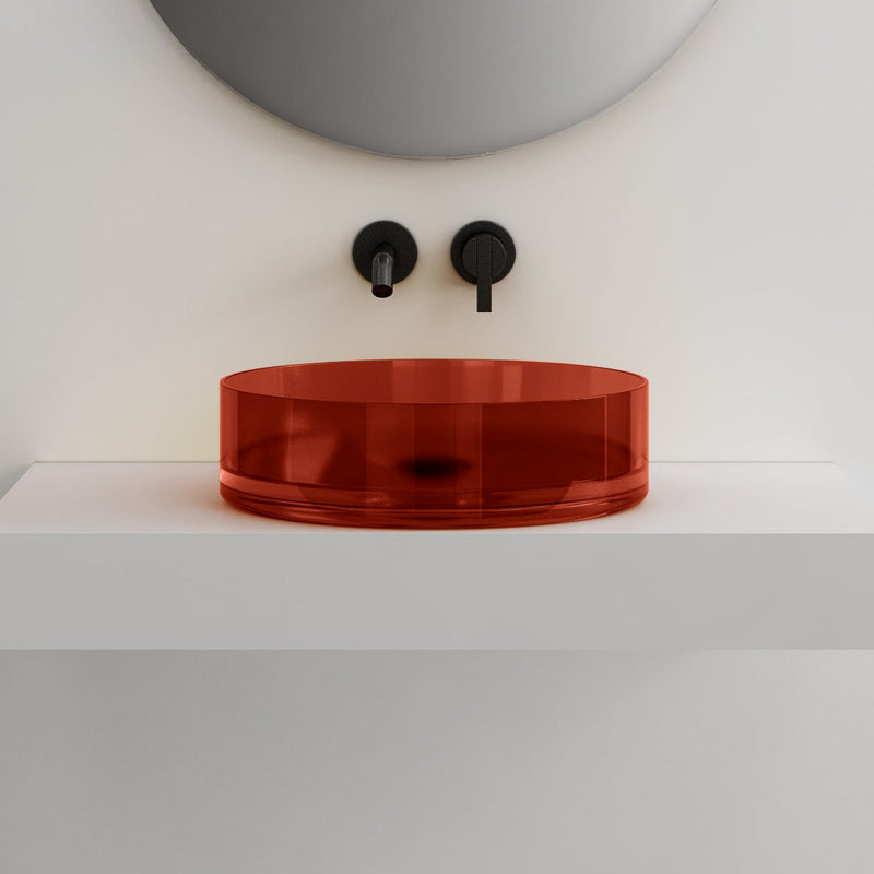 Vetra 360mm Amber Translucent Resin Stone Round Above Counter Basin