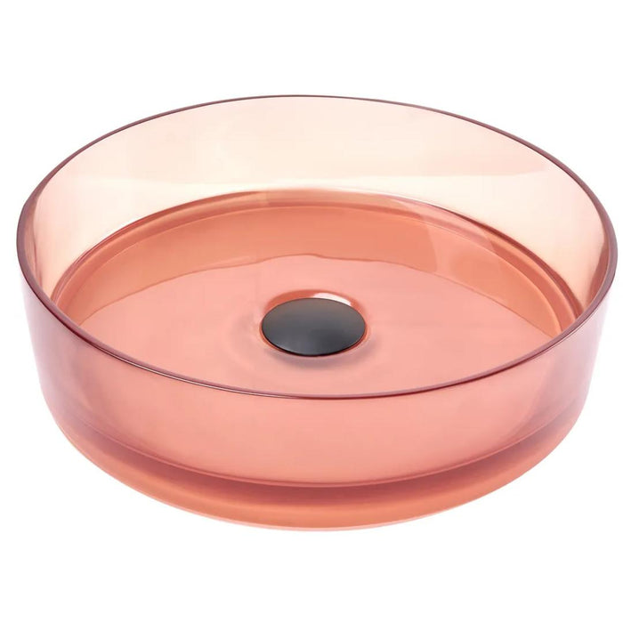Vetra 360mm Amber Translucent Resin Stone Round Above Counter Basin